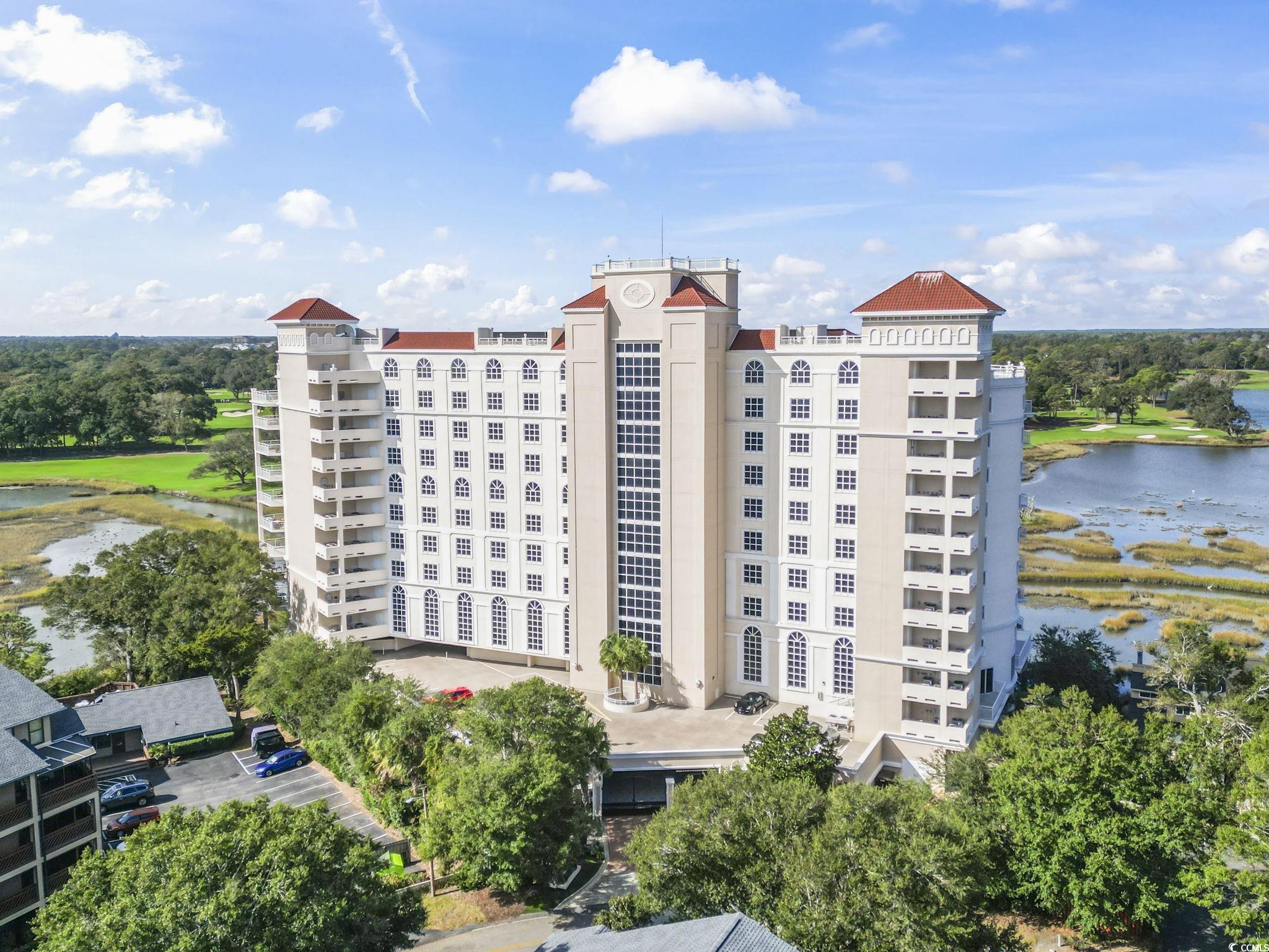 View of building exterior with a water view