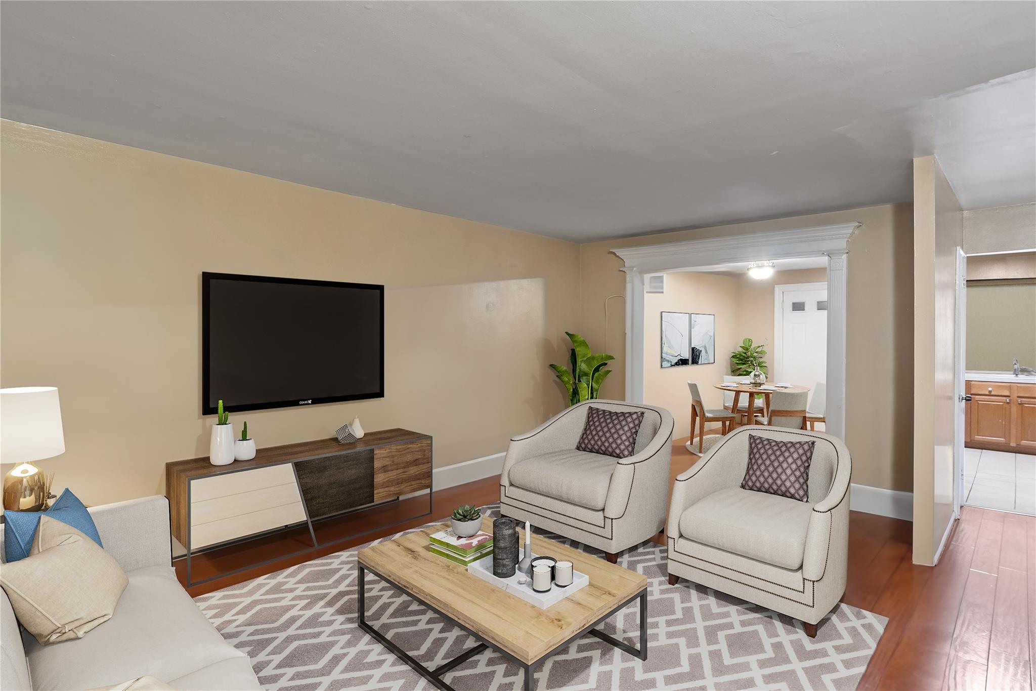 Living room featuring hardwood / wood-style floors