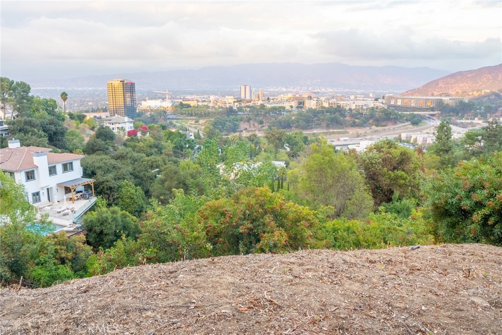 a view of a city with tall buildings in the background