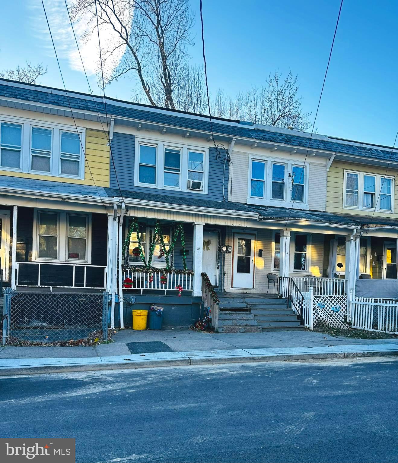 a front view of residential houses