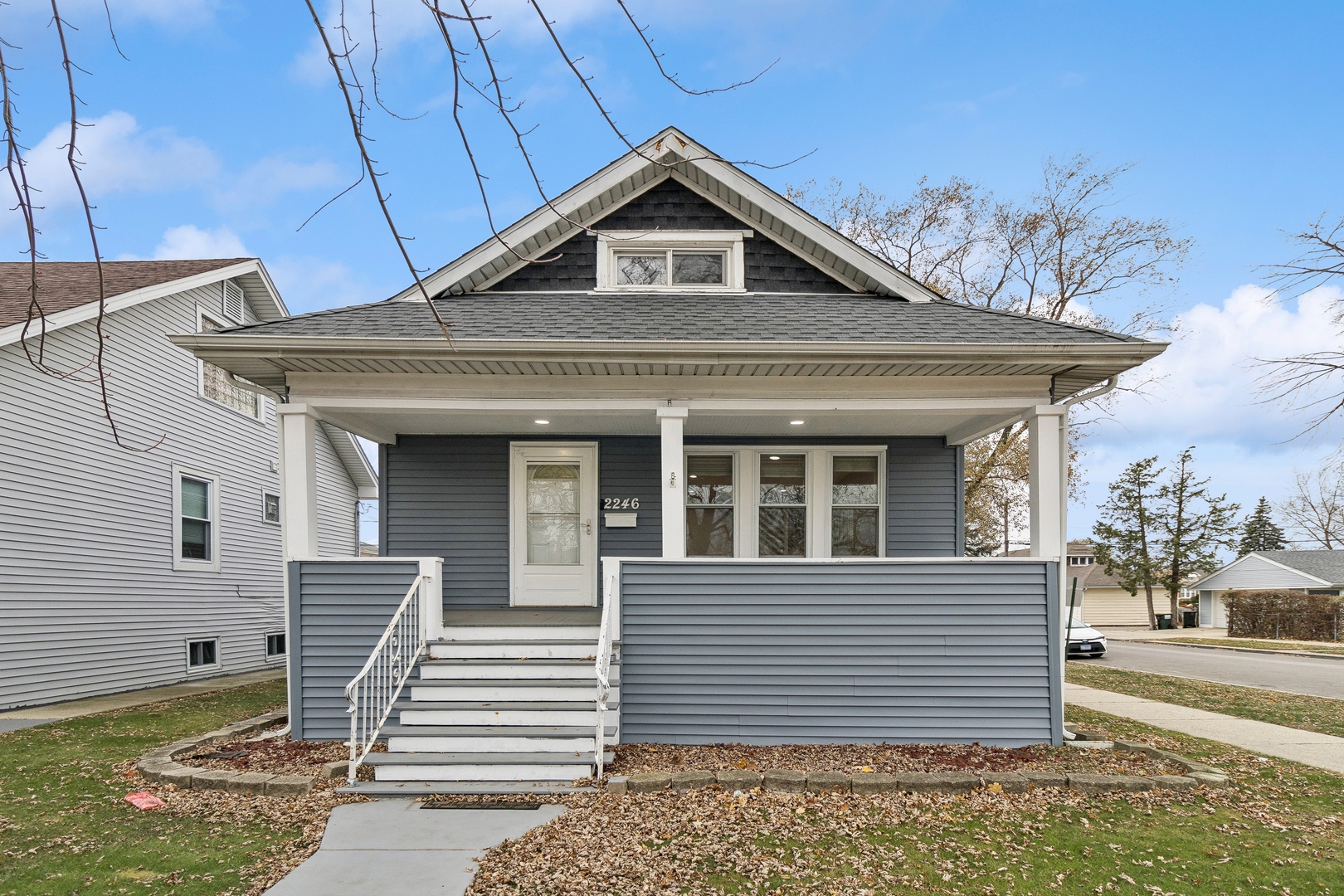 a front view of a house