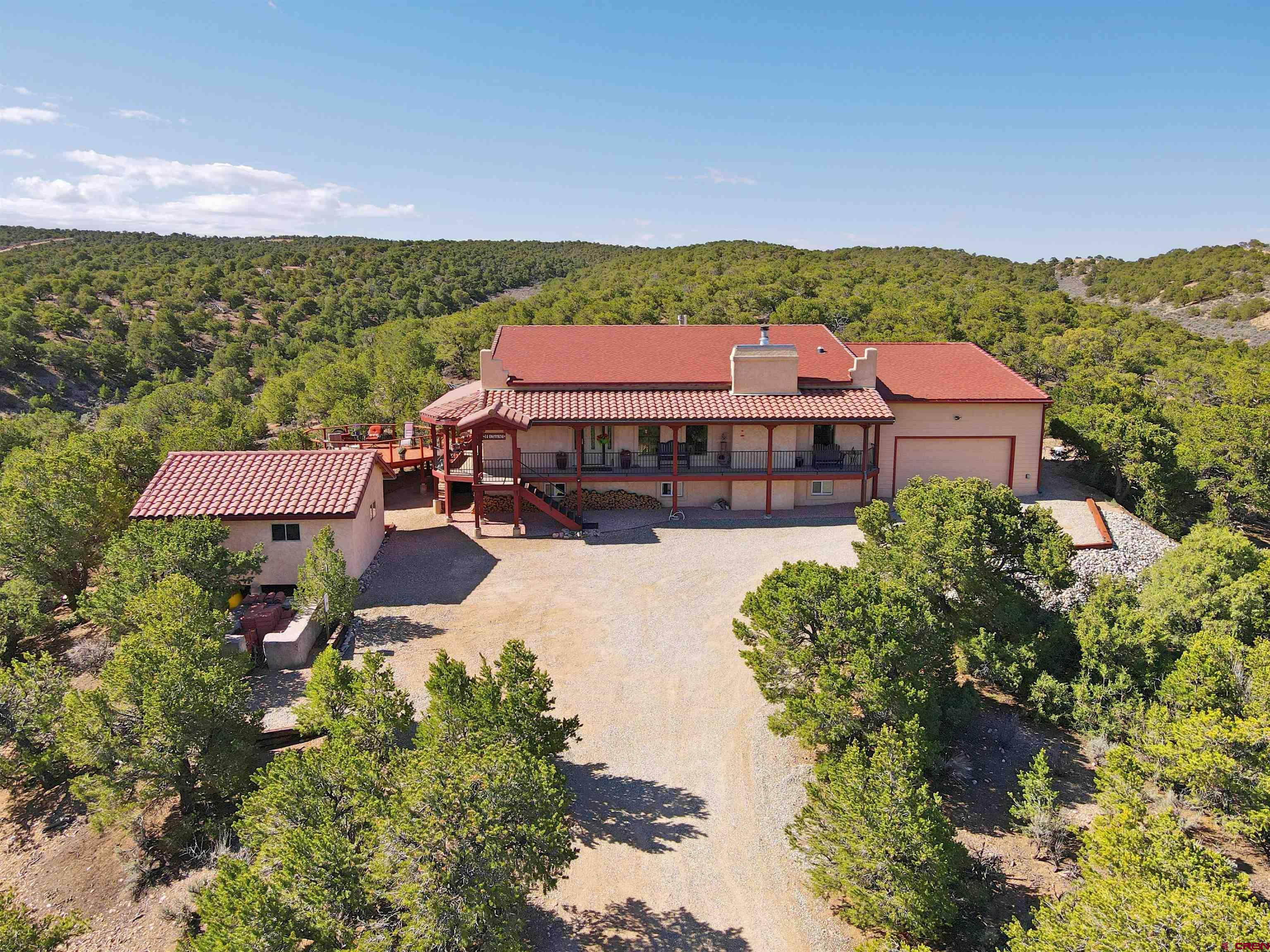 an aerial view of a house