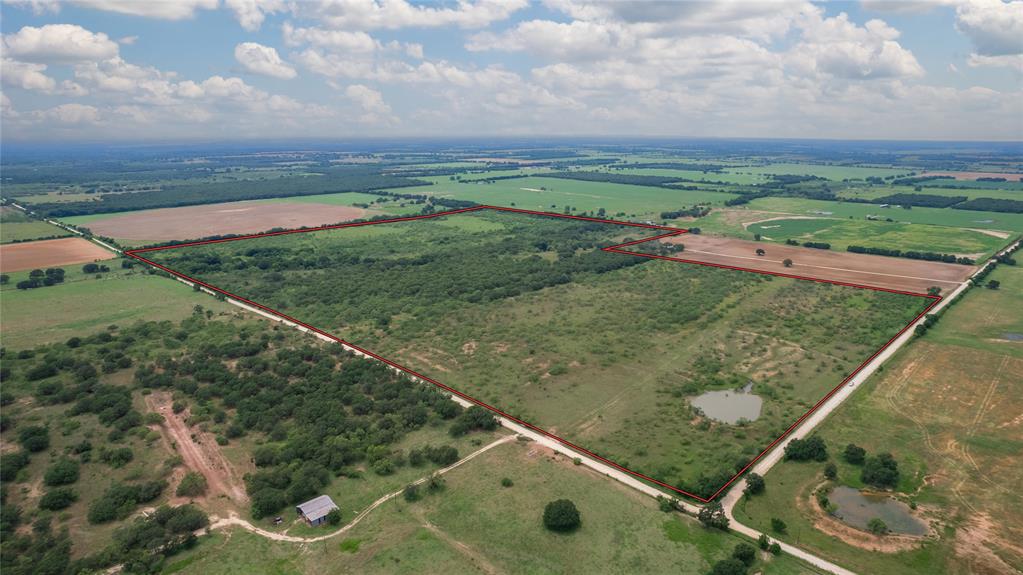 a view of a field with an ocean