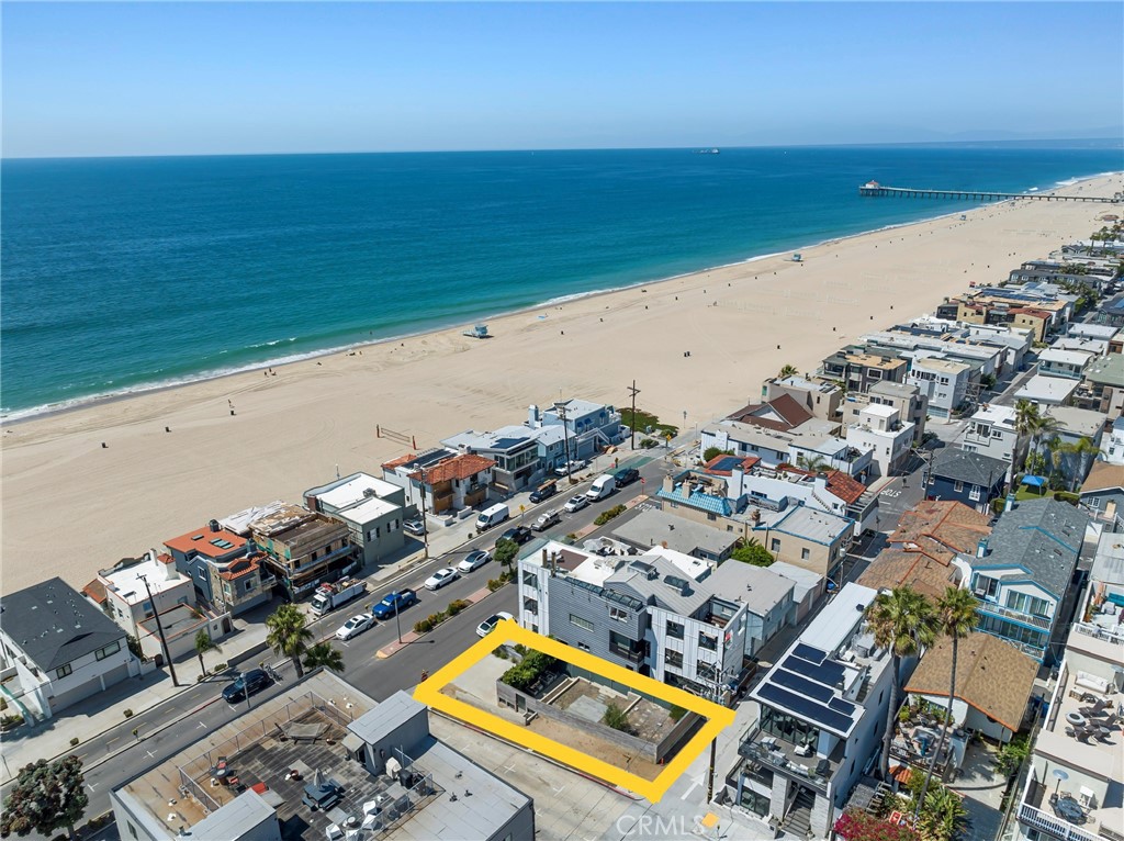 an aerial view of a ocean view and beach