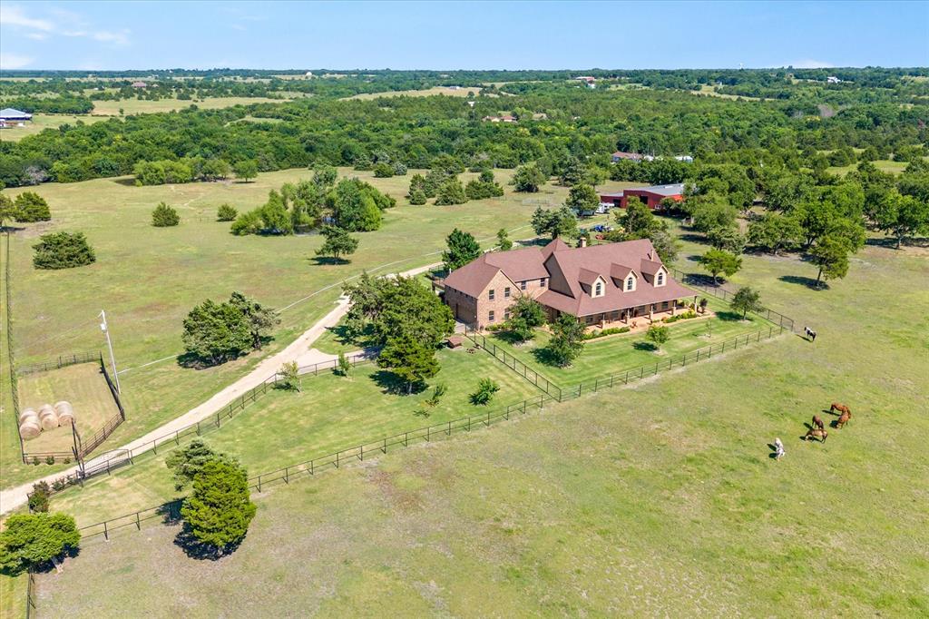 an aerial view of a house