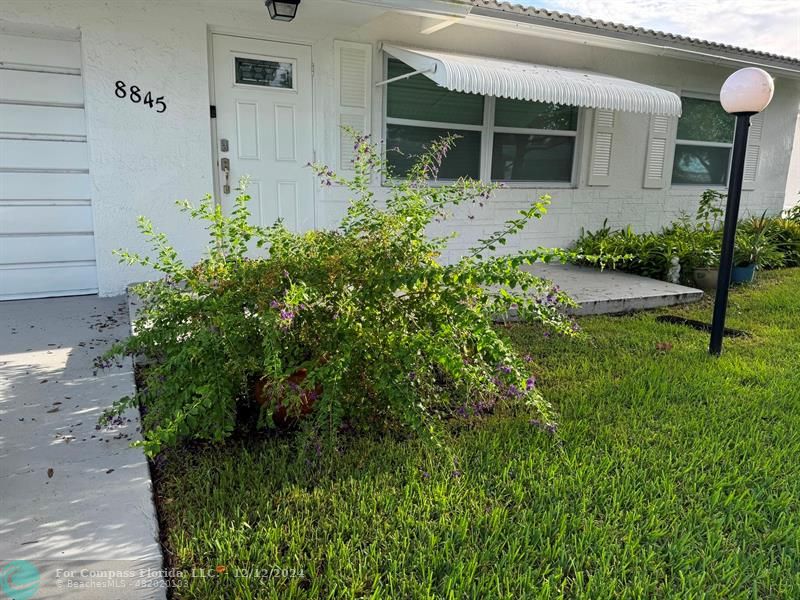 a view of a house with a garden