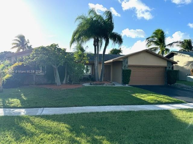 a view of a yard in front of a house with a yard