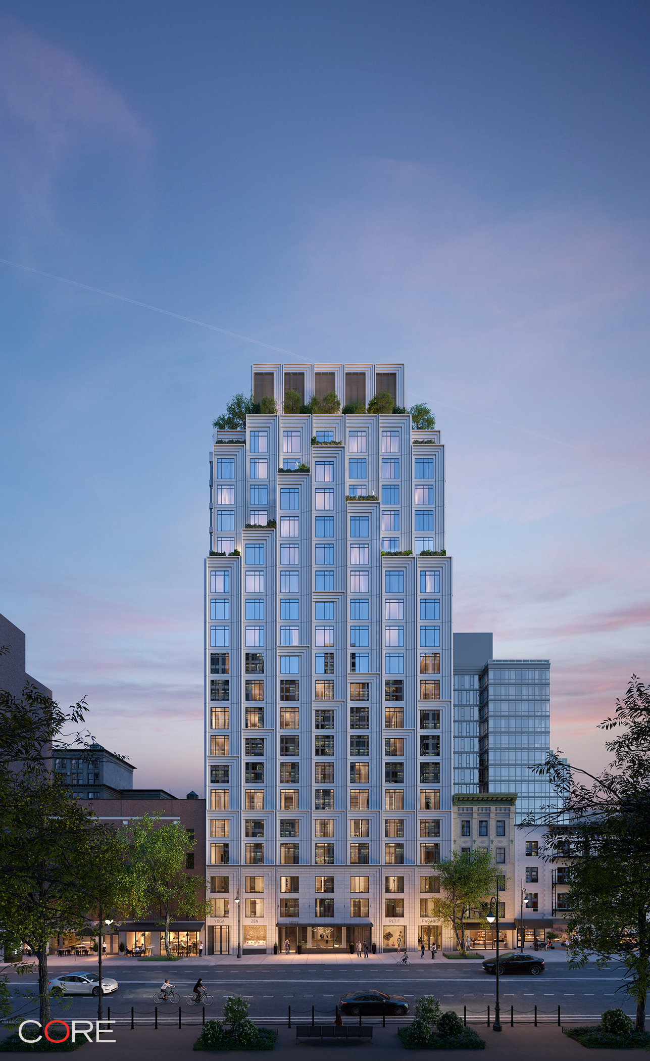 a view of a building with a city view