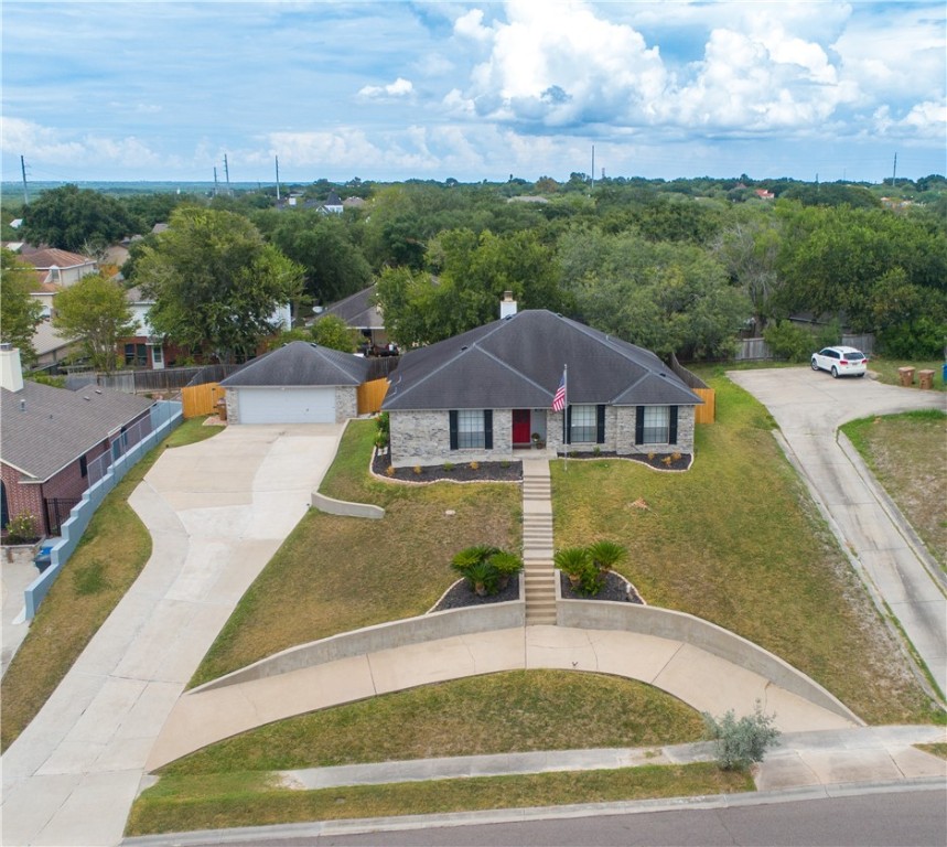 an aerial view of a house