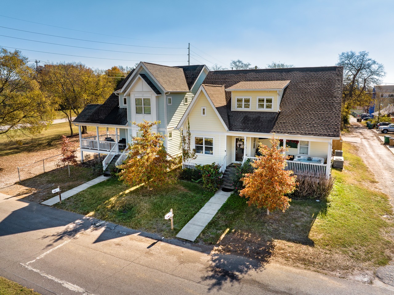 an aerial view of a house