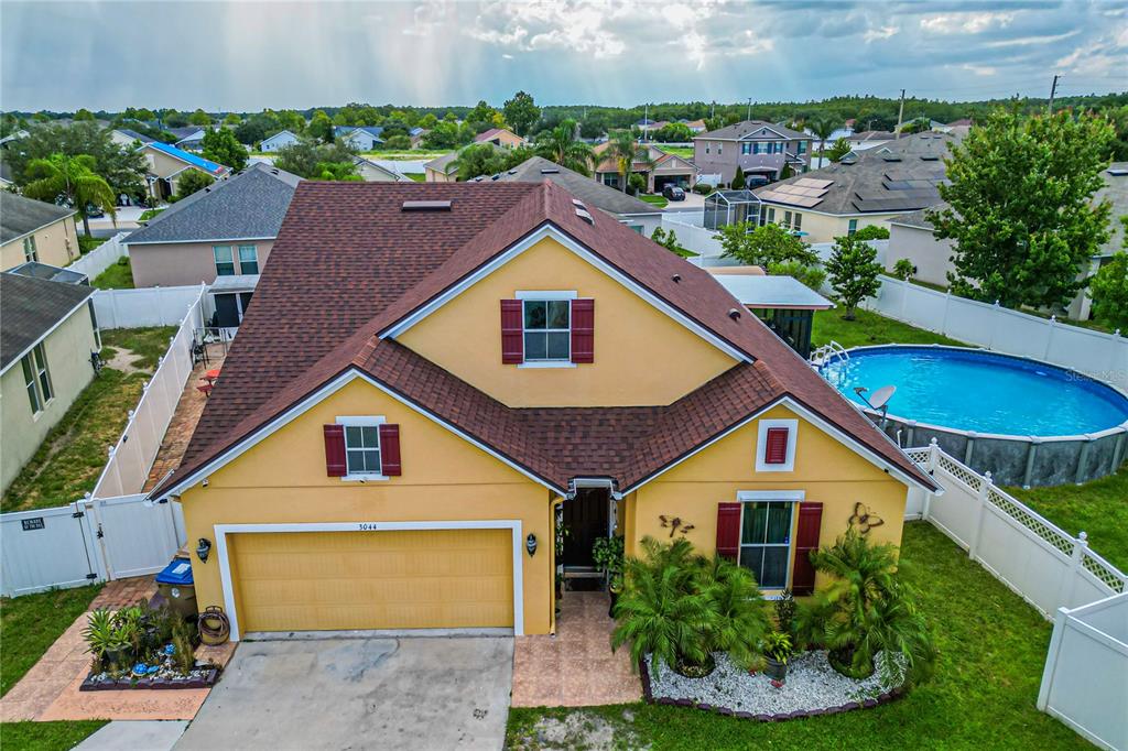 an aerial view of a house