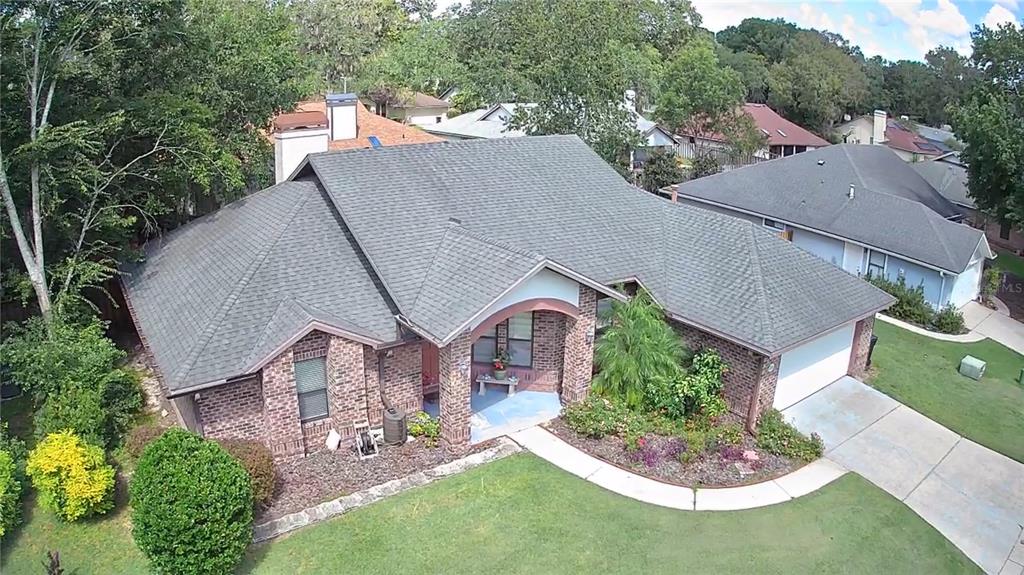 an aerial view of a house