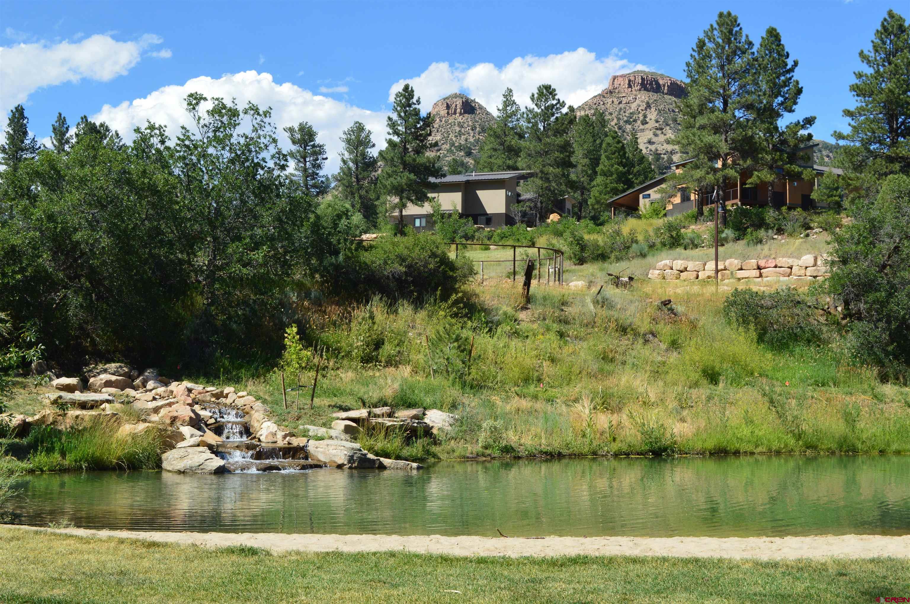 a view of a lake with houses