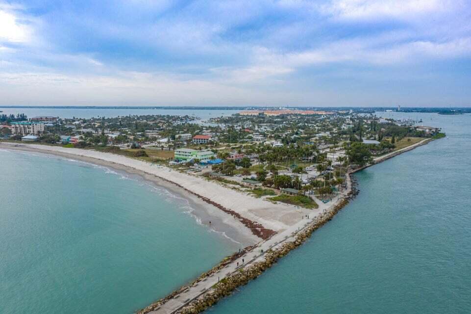 a view of a city and ocean