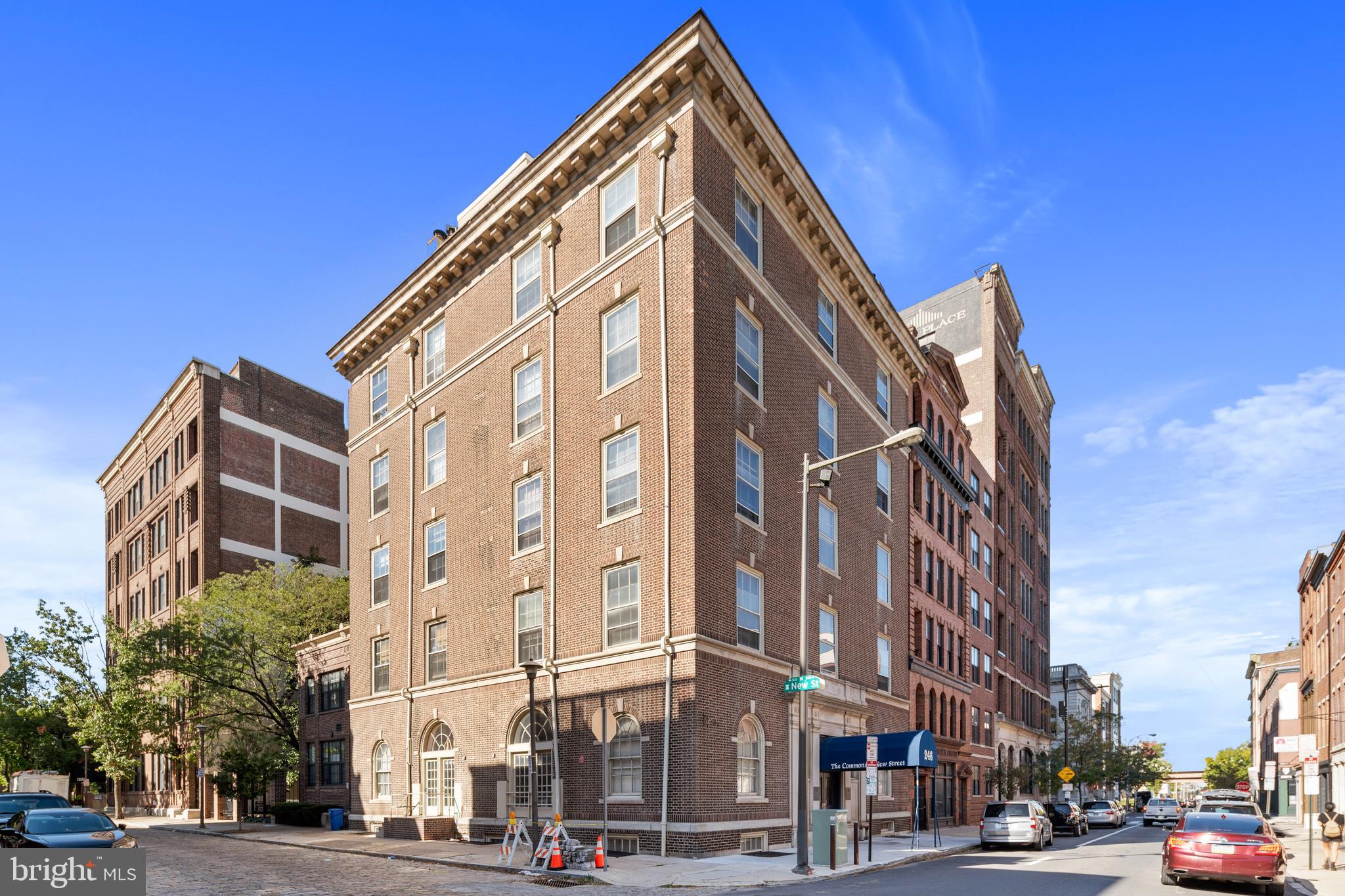 a view of a building and a street