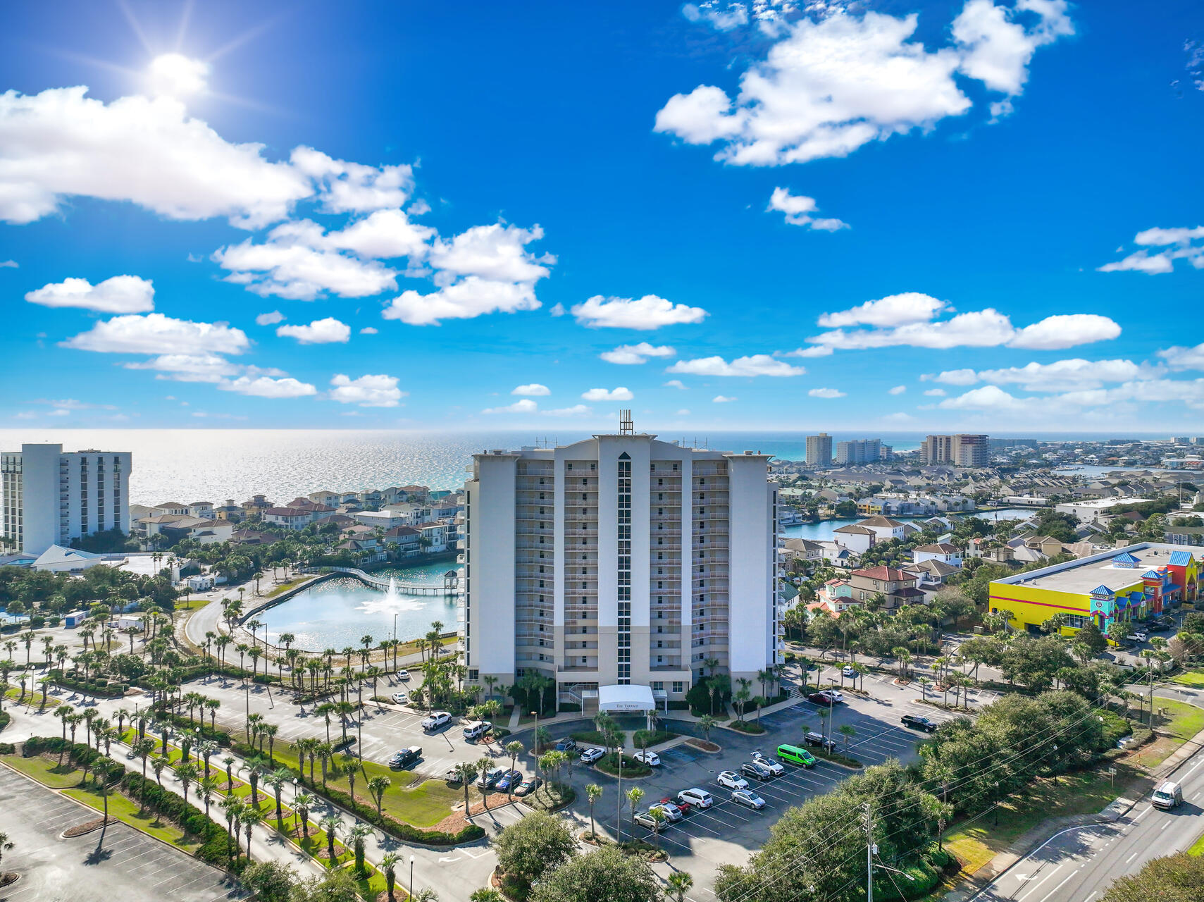 a view of a city with tall buildings