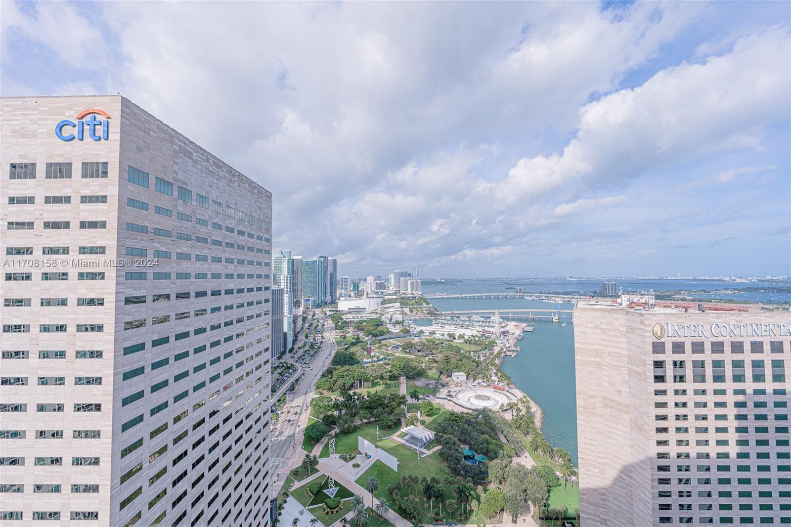 a city view with tall buildings