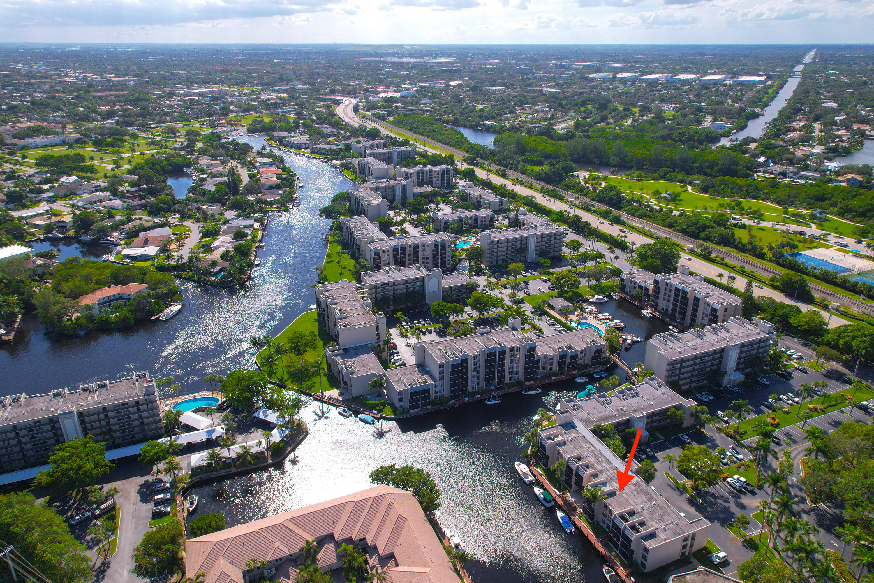 an aerial view of a city