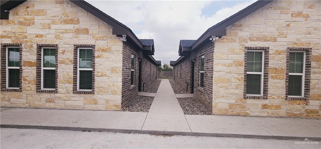 front view of a brick house