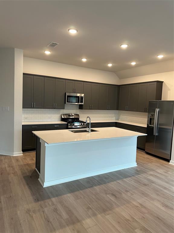 Beautiful open Kitchen with quartz countertops and beautiful cabinetry.