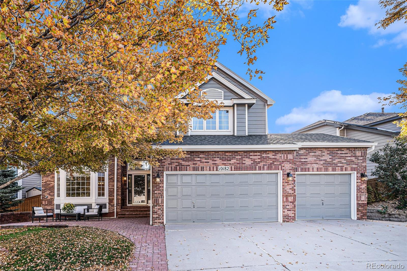 front view of a house with a garage