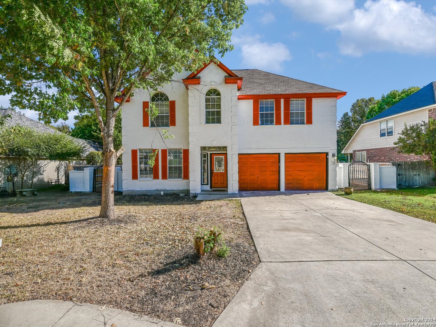 a front view of a house with an empty space