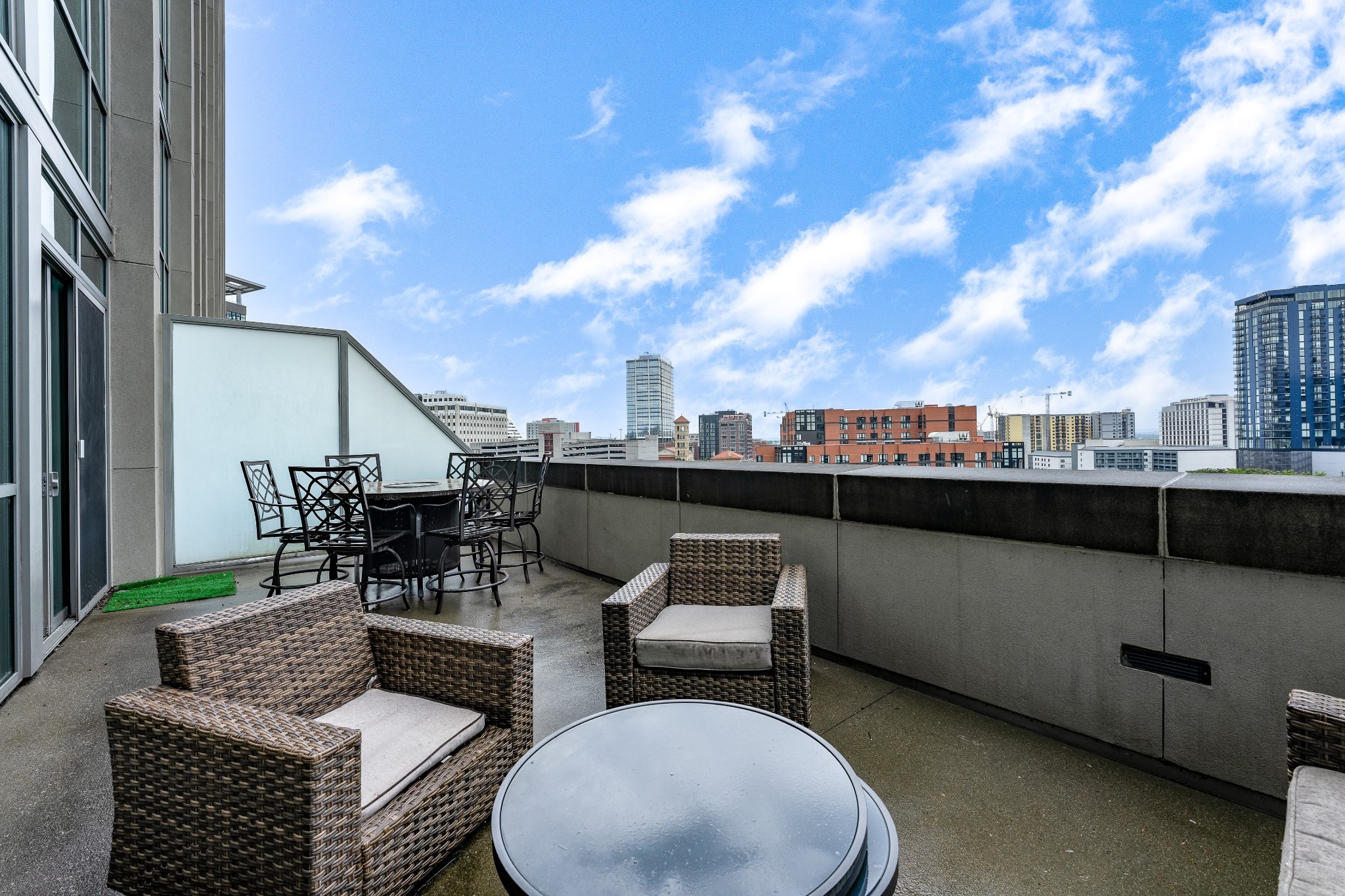 a terrace view with seating space