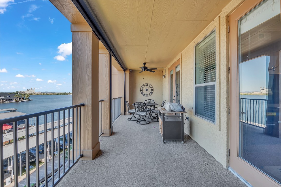 a view of a porch with furniture