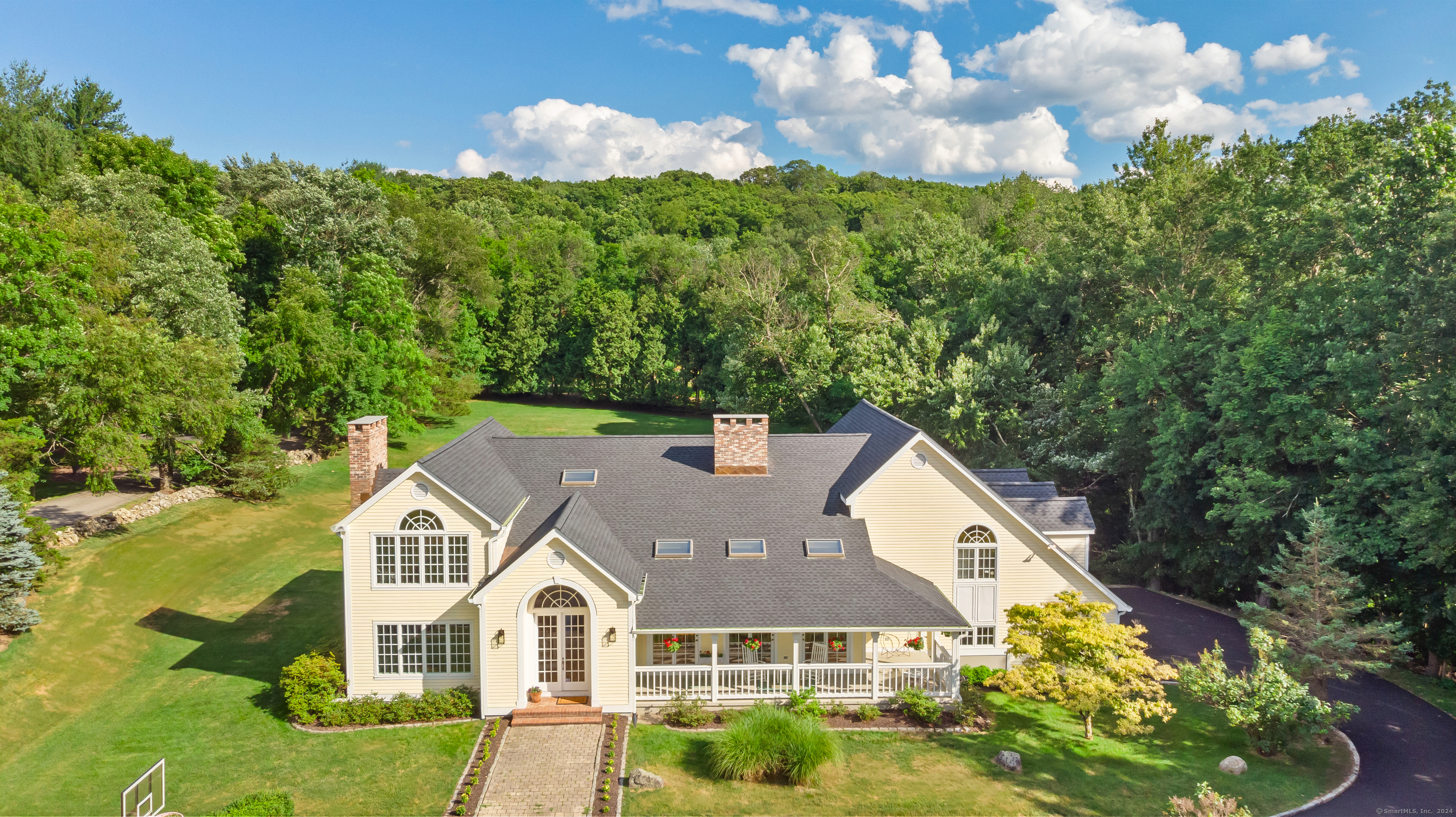 an aerial view of a house