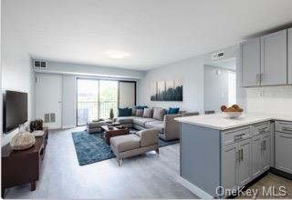 Living room featuring light wood-type flooring