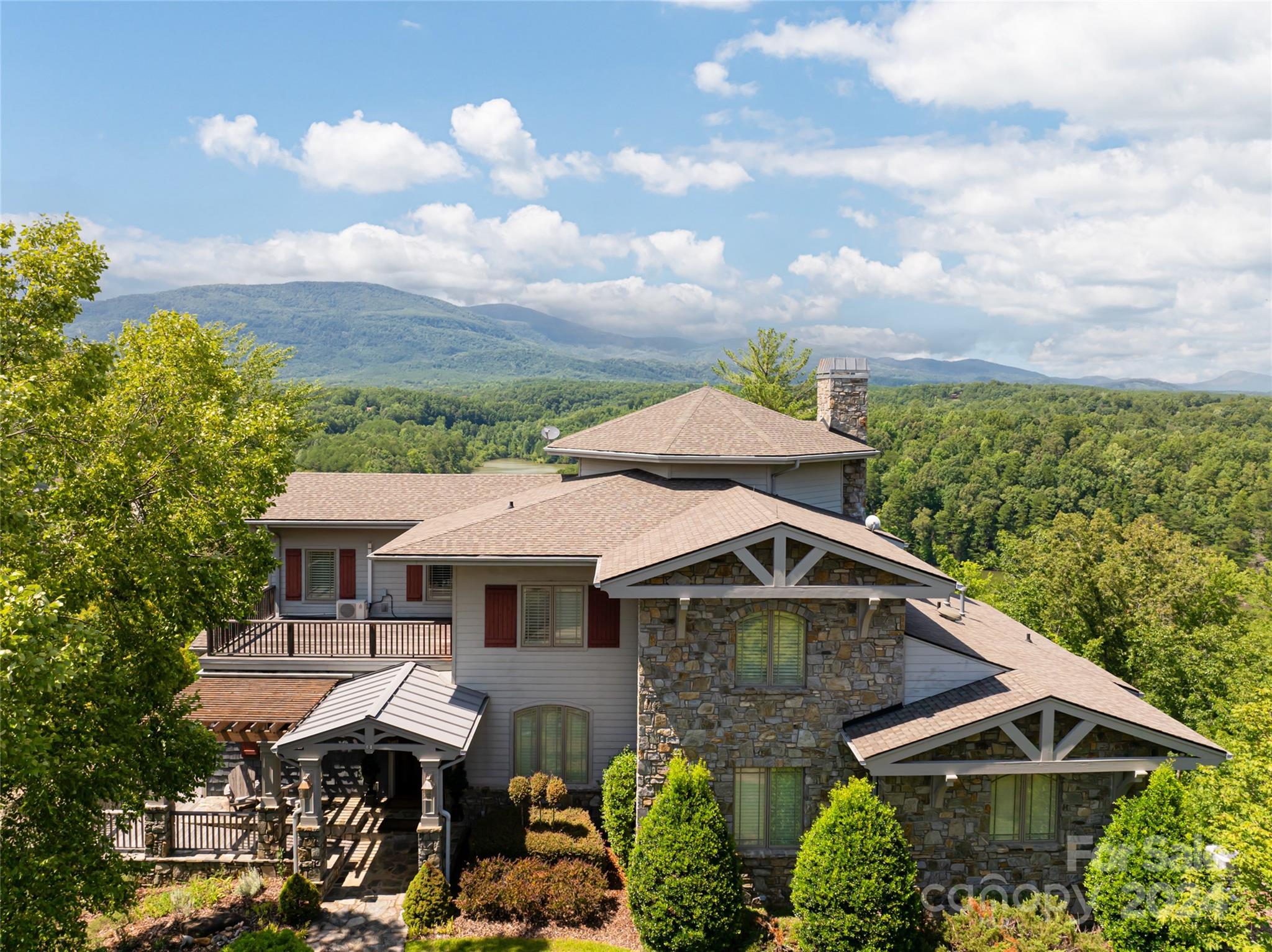 an aerial view of a house