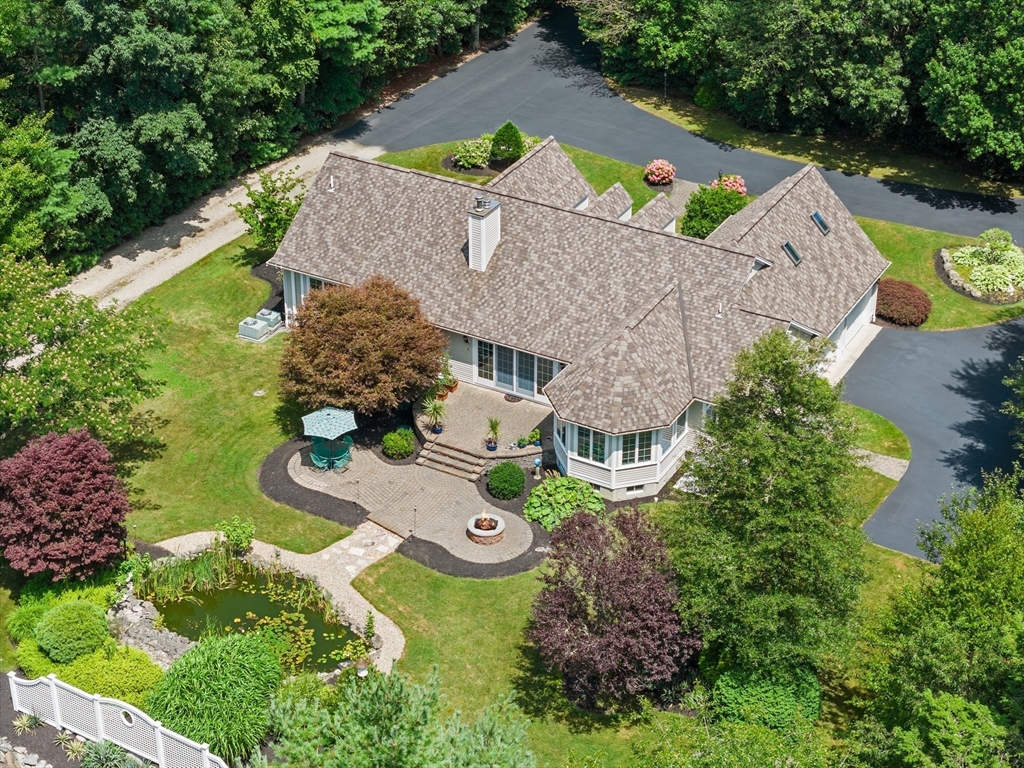 an aerial view of a house