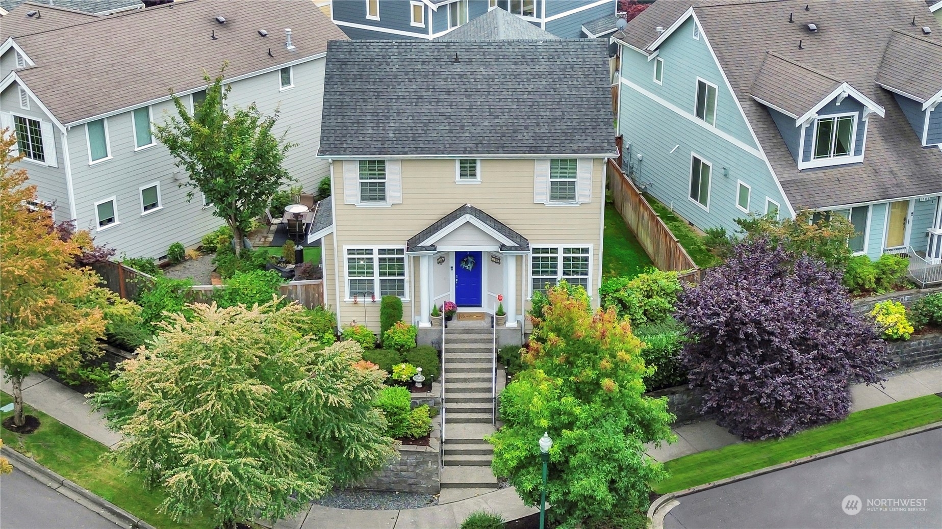 an aerial view of a house