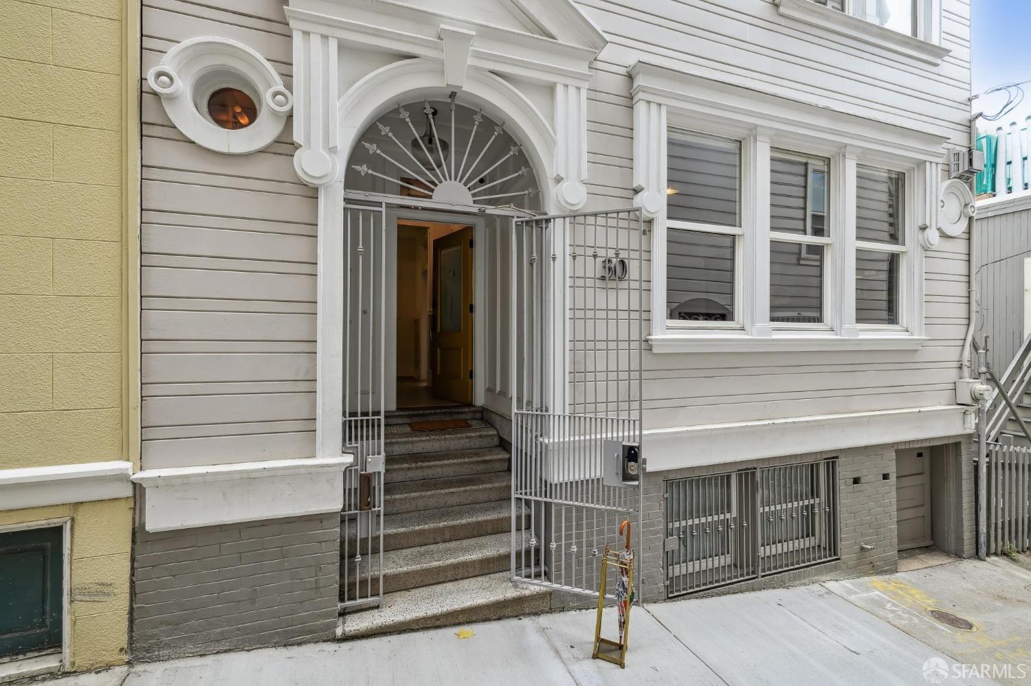 a front view of a house with entryway