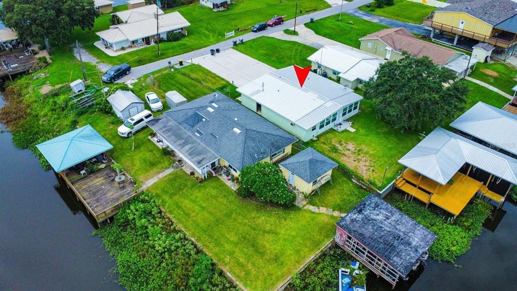 an aerial view of a house