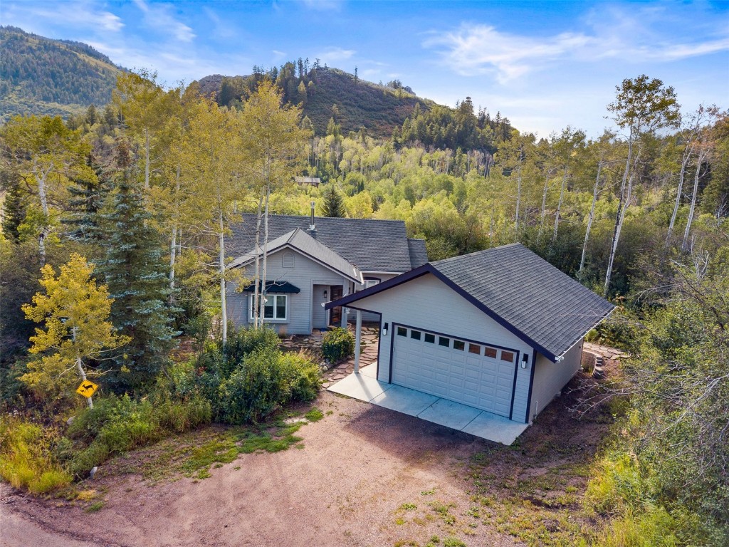 View of Home and Garage from above