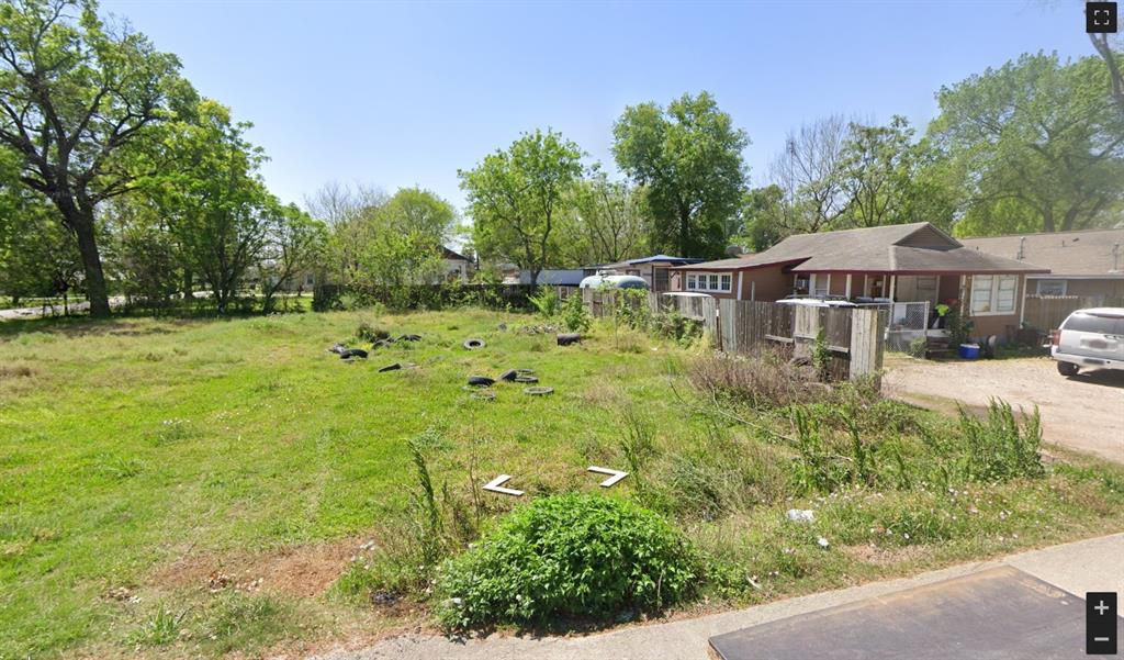 a garden view with a seating space