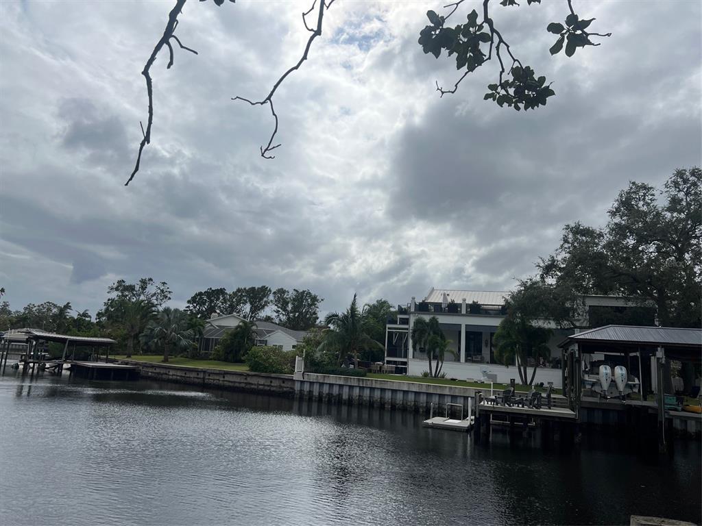 a view of a lake with a house