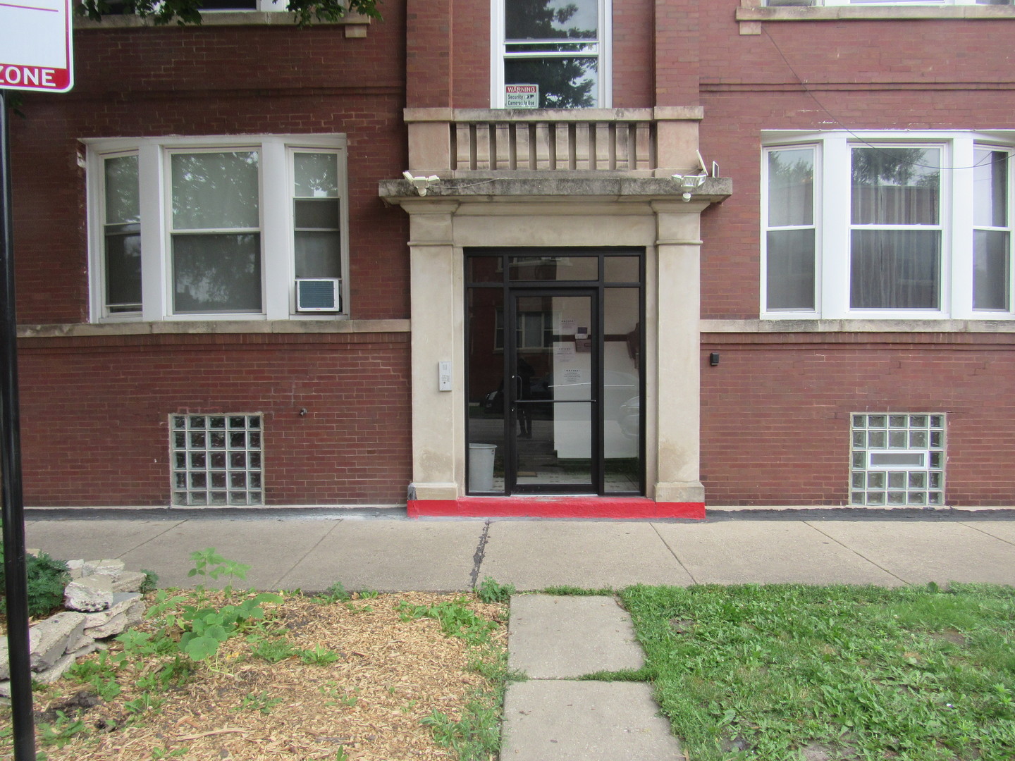 front view of a brick building