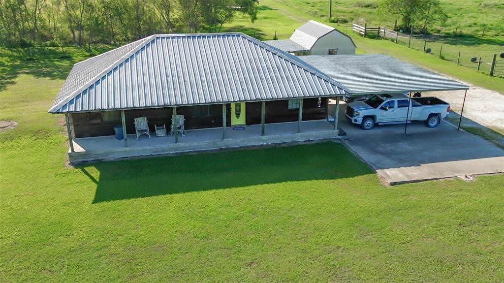 an aerial view of a house