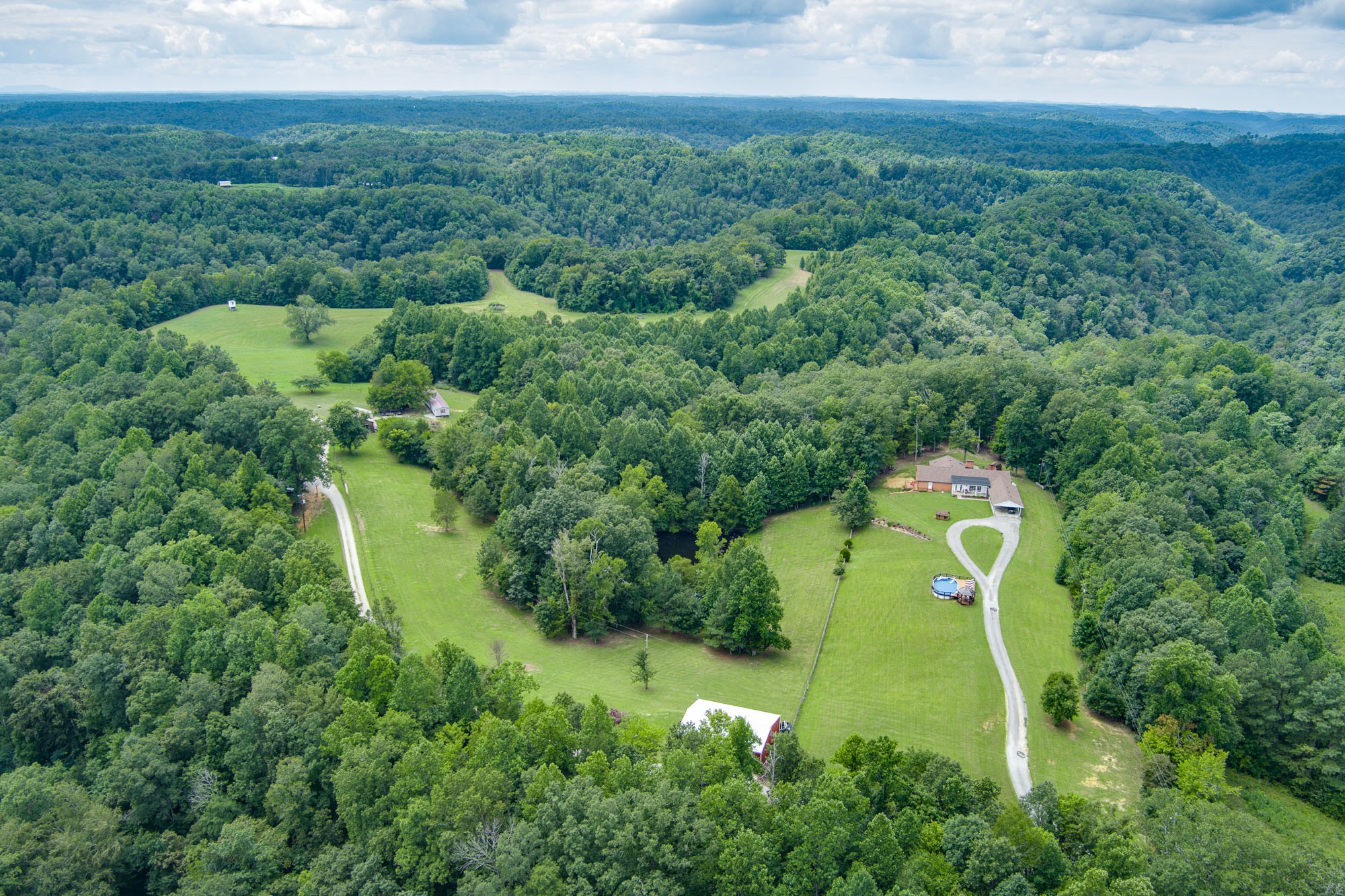 an aerial view of a house