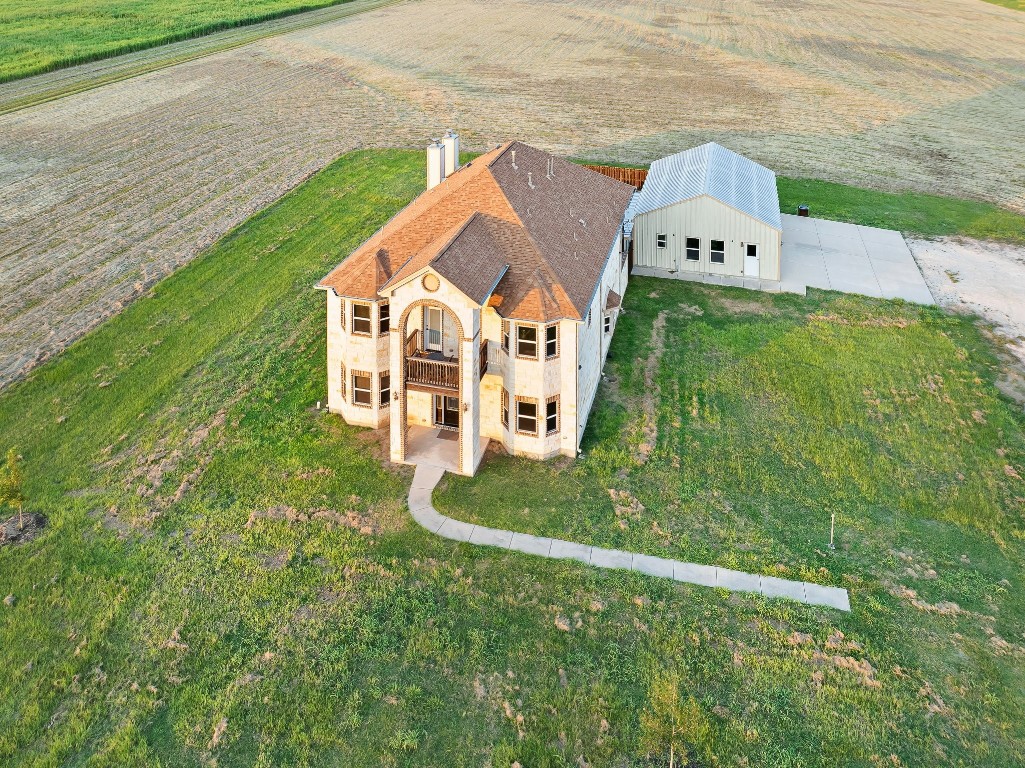 an aerial view of a house