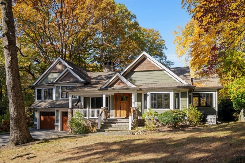 front view of a house with a yard