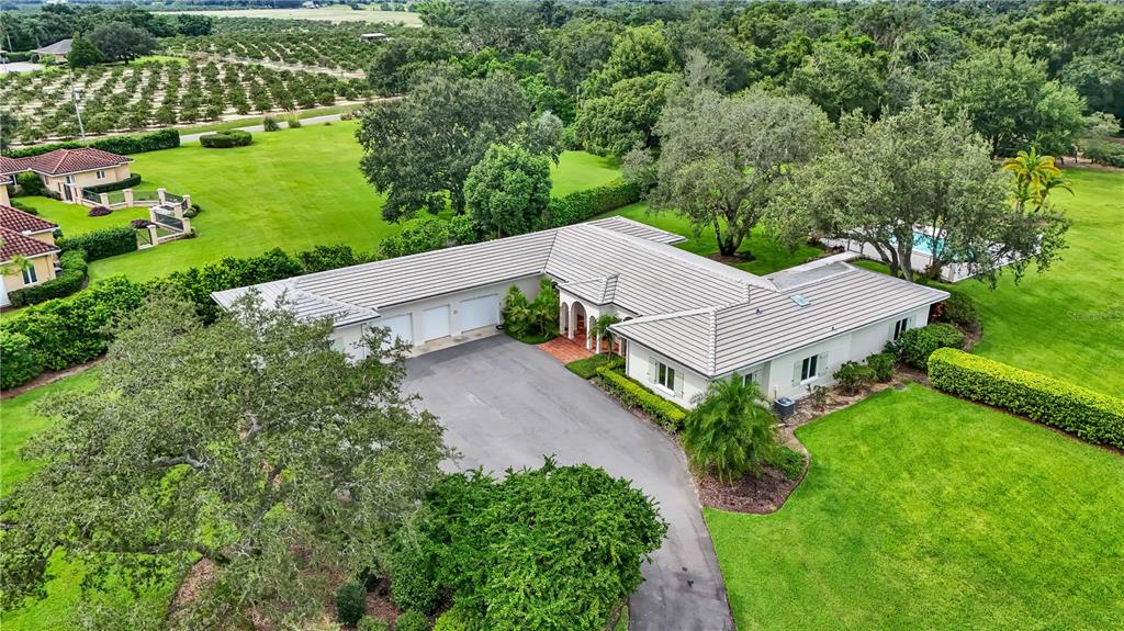 an aerial view of a house