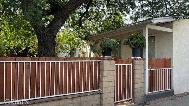 a view of a backyard with a large tree