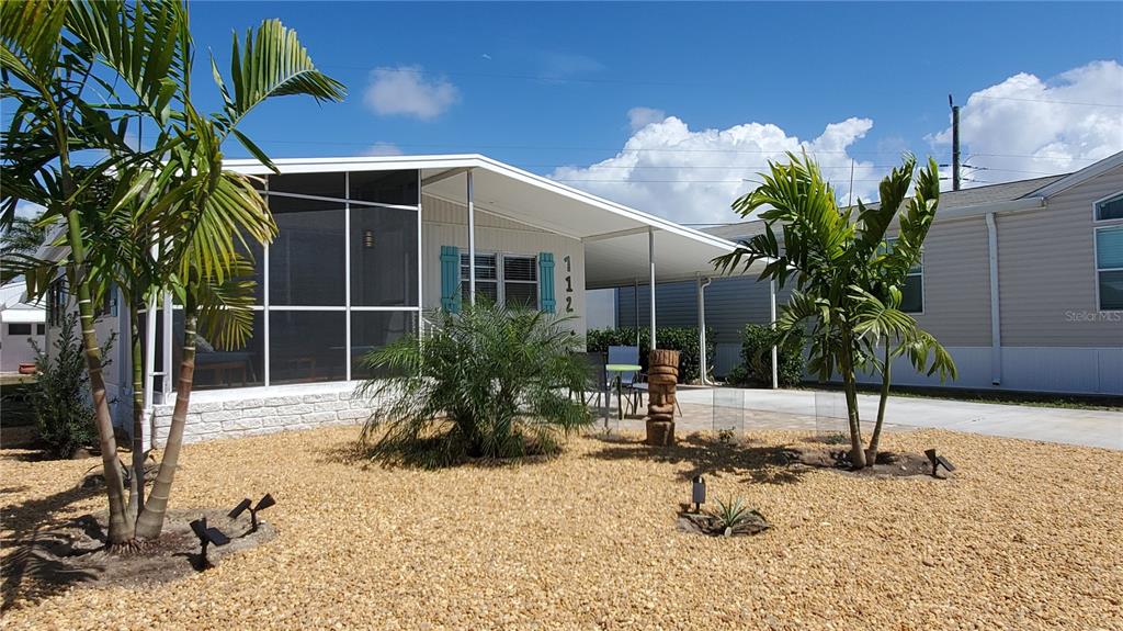 a potted plant sitting in front of a house