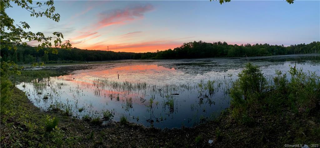 a view of lake with green space