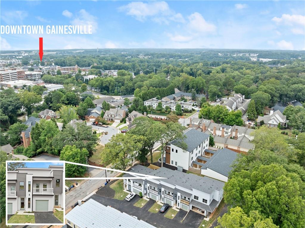 an aerial view of multiple house