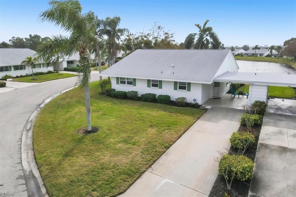 an aerial view of a house