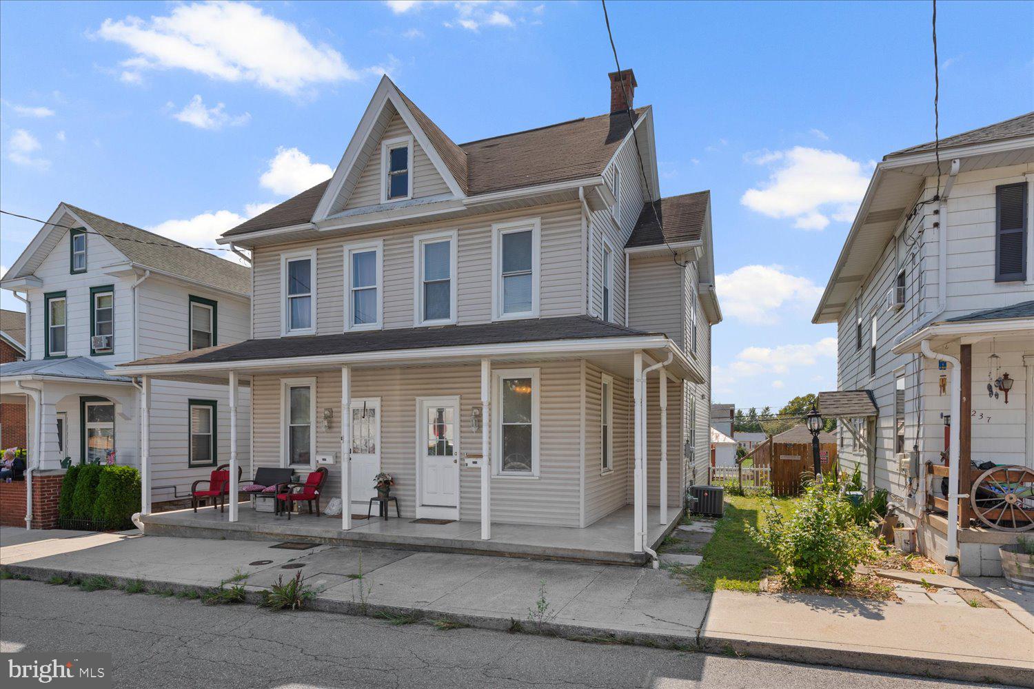 a front view of multiple houses